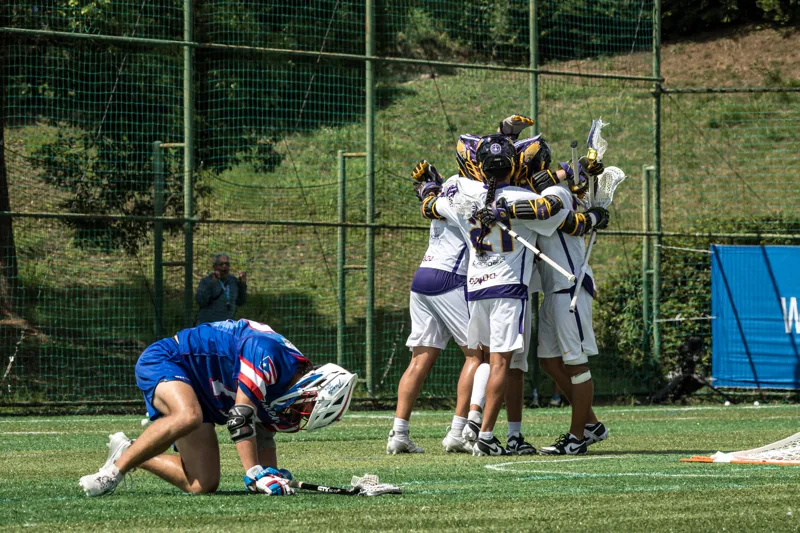 2025 World Lacrosse 남자 U20 세계선수권 — 골문 앞 슛 순간